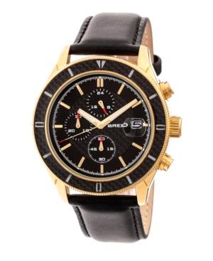 Breed Quartz Manuel Silver And Black Chronograph Leather Watches 46mm