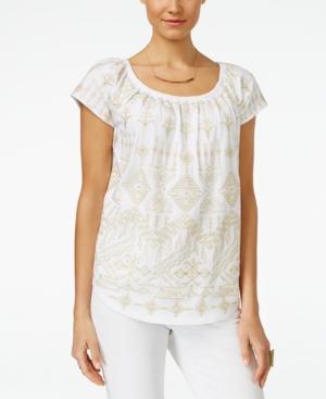 Inc International Concepts Embroidered Peasant Top, Only At Macy's