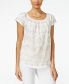 Inc International Concepts Embroidered Peasant Top, Only At Macy's