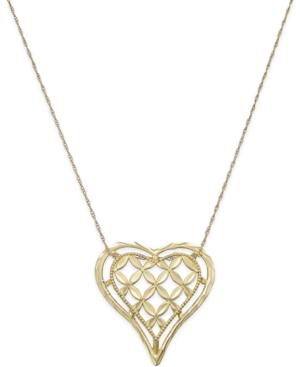 Framed Open Heart Pendant Necklace In 10k Gold