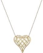 Framed Open Heart Pendant Necklace In 10k Gold