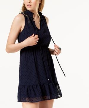 Speechless Juniors' Clip-dot Peasant Dress