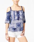 American Rag Juniors' Printed Cold-shoulder Blouse, Only At Macy's