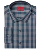 Alfani Red Fitted Performance Dark Teal Oversized Gingham Dress Shirt, Only At Macy's