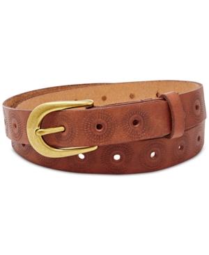 Fossil Floral Perforated Embossed Leather Belt