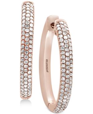 Effy Diamond Pave Hoop Earrings In 14k Rose Gold