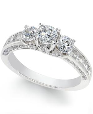 Diamond 3-stone Ring (2 C.t. T.w.) In 14k White Gold
