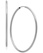 Polished Continuous Hoop Earrings In 14k White Gold