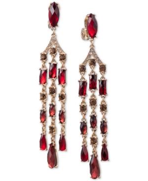 Anne Klein Gold-tone Stone & Crystal Clip-on Chandelier Earrings