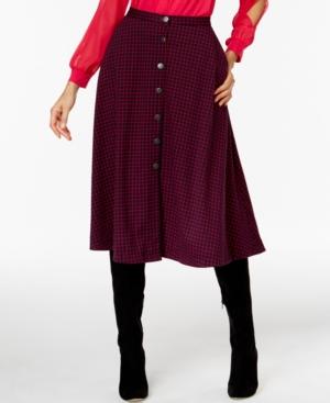 Ny Collection Ponte Plaid A-line Skirt