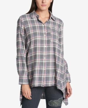 Dkny Cotton Plaid Tunic Shirt