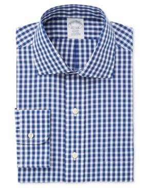 Brooks Brothers Men's Milano Extra-slim Fit Blue Checked Dress Shirt