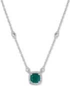 Emerald (1 Ct. T.w.) & White Sapphire (9/10 Ct. T.w.) 18 Pendant Necklace In Sterling Silver (also Available In Tanzanite & Ruby))