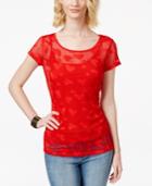 Inc International Concepts Heart-pattern Mesh Top, Only At Macy's