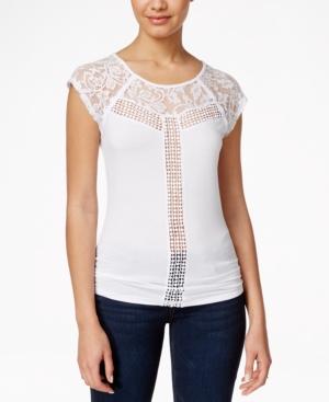 Marilyn Monroe Juniors' Short-sleeve Lace Top