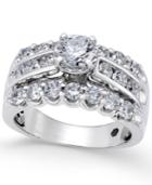 Diamond Three-row Engagement Ring (2 Ct. T.w.) In 14k White Gold