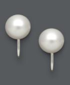 Pearl Earrings, Sterling Silver Cultured Freshwater Pearl Button Screw-back Earrings (8mm)