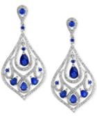 Effy Sapphire (2-2/3 Ct. T.w.) And Diamond (1 Ct. T.w.) Earrings In 14k White Gold