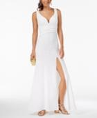 Emerald Sundae Juniors' Slit Scuba Crepe Gown