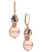 Givenchy Rose Gold-tone Pink Bead And Crystal Drop Earrings