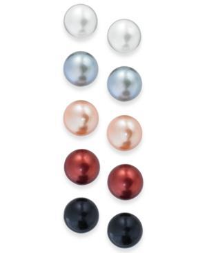 Honora Cultured Freshwater Pearl Multi-colored Earring Set In Sterling Silver (10mm)