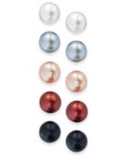 Honora Cultured Freshwater Pearl Multi-colored Earring Set In Sterling Silver (10mm)