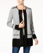 Charter Club Faux-leather Trim Cardigan, Created For Macy's