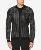 Perry Ellis Men's Zig-zag Stripe Sweater Bomber