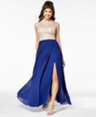 Say Yes To The Prom Juniors' Embellished Contrast Slit-skirt Gown, A Macy's Exclusive Style