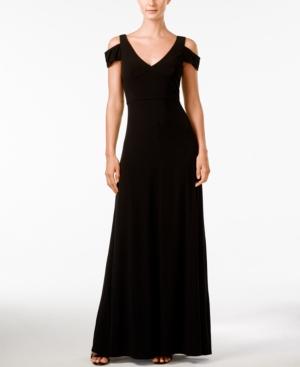 Calvin Klein Off-shoulder Short-sleeve Gown