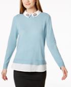 Charter Club Embellished Layered-look Cashmere Sweater, Only At Macy's