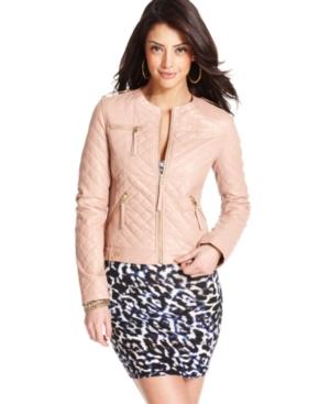 Guess Jacket, Quilted Faux-leather Motorcycle