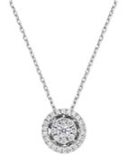 Diamond Cluster Halo Pendant Necklace (1/4 Ct. T.w.) In 14k White Gold