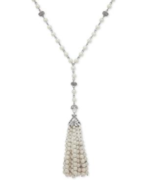 Jenny Packham Silver-tone Imitation Pearl Lariat Necklace, 38 + 2 Extender