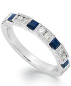 14k White Gold Sapphire (3/8 Ct. T.w.) And Diamond (1/3 Ct. T.w.) Alternating Ring