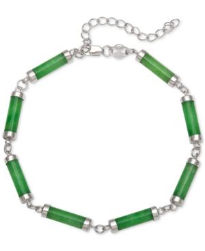 Dyed Jadeite (4 X 15mm) Link Bracelet In Sterling Silver