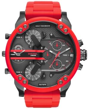 Diesel Men's Chronograph Mr. Daddy 2.0 Red Silicone Strap Watch 55x66mm Dz7370