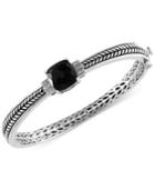 Effy Onyx (4-1/5 Ct. T.w.) And Diamond Accent Bangle Bracelet In Sterling Silver