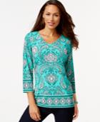 Charter Club Paisley-print V-neck Top, Only At Macy's