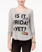 Belle Du Jour Juniors' Is It Friday Patch Graphic Burnout Raglan