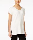 Style & Co Petite Solid Cuffed-sleeve Top, Only At Macy's