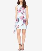 Tahari Asl Floral-print Chiffon Overlay Shift Dress