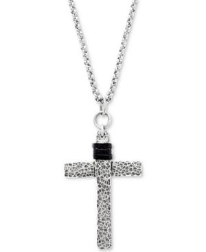 Steve Madden Men's Hammered Cross Necklace