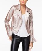 Material Girl Juniors' Metallic Faux-leather Moto Jacket, Created For Macy's