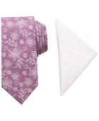 Tallia Men's Barcly Floral Slim Tie & Pocket Square Set
