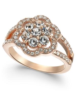 Charter Club Rose Gold-tone Crystal Flower Ring, Created For Macy's