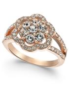 Charter Club Rose Gold-tone Crystal Flower Ring, Created For Macy's