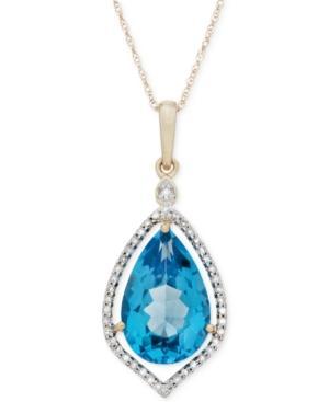 Blue Topaz (5-5/8 Ct. T.w.) And Diamond (1/6 Ct. T.w.) Pendant Necklace In 14k Gold