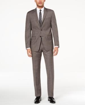Calvin Klein Men's Slim-fit Charcoal Neat Suit