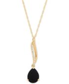 Onyx (9 X 7mm) & Diamond Accent 18 Pendant Necklace In 14k Gold